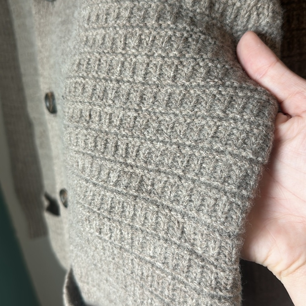 Savile Row Company Lambswool Blend Cardigan Sweater Small Brown Shawl Collar - Picture 11 of 12